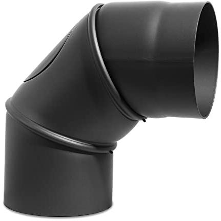 LANZZAS Ofenrohr Bogen 0° - 90° verstellbar mit Tür - Durchmesser Ø 180 mm - Farbe: gussgrau | Rauchrohr Abgasrohr Kaminrohr Knie
