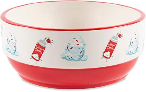Pavilion Gift Company Pavilion-Ice Cream Sundae-Patterned 6.25 Inch Red Cermaic Snack Bowl, 6.25, Ceramic, 12oz