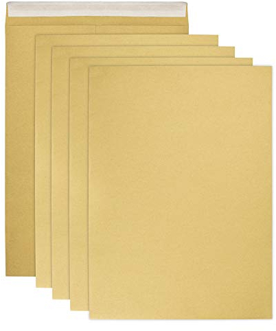 RMENOOR 50 Stück Briefumschläge A4 Braune Versandtaschen Große Faltentasche Ohne Fenster Umschläge Kraftpapier Selbstklebend Briefkuvert Faltenversandtasche Briefhülle für Dokumente (228mm x 324mm)