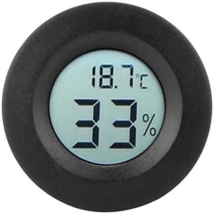 Inbyggd cirkulär inomhus LCD-skärm Luftfuktighet Temperatur Mini Rum Hygrometer Termometer för hemmakontor barnkammare (svart)
