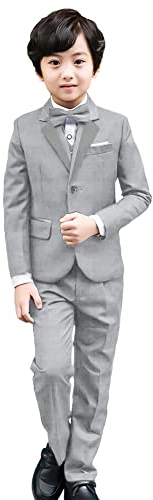 LOLANTA 5-TLG Jungen Smoking Grau, Page Boy Anzüge für Hochzeit, 158-164 (Etikettengröße 160)