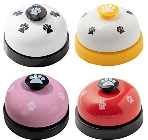 GNCLOUD Pet Training Bells, 4 Pack Dog Doorbell Dog Potty Toilet Training Bell,Interactive educational toys for pets, Interaction Bell for for Housing and Outdoor Training Dog(White,pink,yellow,red)