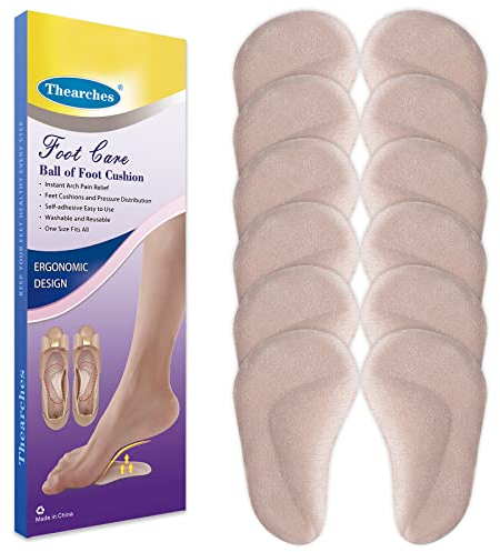 Plantillas de Soporte de Arco de Gel, 6 Pares Almohadillas Adhesivas de Arco Alto Ortopédico de Silicona para Pies Planos y Fascitis Plantar, Aliviar la Presión y el Dolor de Pies, Beige