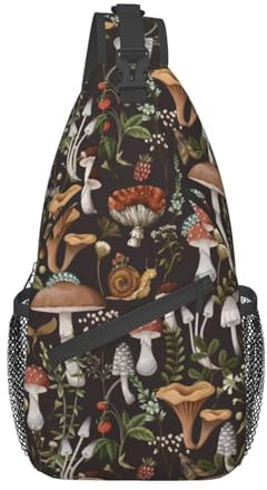 Mushroom Snail Berry Sling Backpack Unisex Crossbody Chest Bag Shoulder Chest Bag For Women Men Hiking Travel
