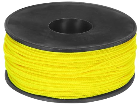 Rebower Micro Paracord 1,18 mm x 164 fot rep 45 kg polyester flätad stark spole [för vandring, träning, tält, gör-det-själv-projekt] – citrongul