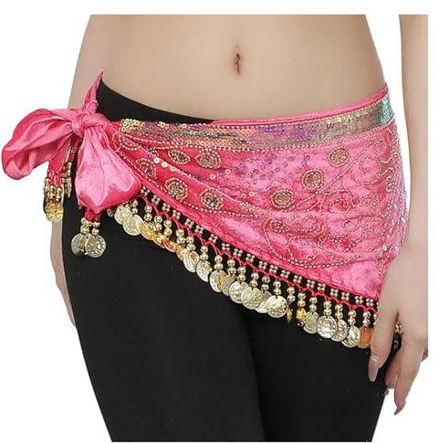 YMYGCC Pañuelo for la Cadera for Danza del Vientre Cinturón for la Cadera for Danza del Vientre for Festivales Baile Latino Rumba(Pink)