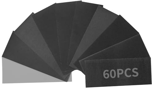 Sruhrak 93x230mm Papel de Lija al Agua, 60 Piezas de Lija de Grano 120 a 3000 para la Preparación de Superficies de Madera, Metal, Automoción y Plástico.
