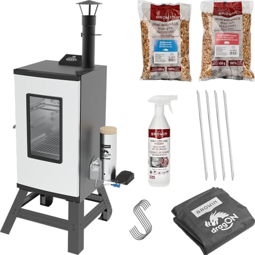 BROWIN® DragON 330283 Räucherofen mit Raucherzeuger im XXL-Set | Hochwertige Räucherkammer mit fahrbarem Untersatz | Umfangreiches Räucherzubehörset mit Reinigungsflüssigkeit