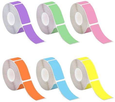 Etiketttejp, 6 rullar 12 x 40 mm etiketter, papperetikettband, vatten- och oljebeständig, 960 etiketter, lämpliga för hem, kontor, skola