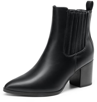 DREAM PAIRS Women's Boots Chunky Heel Ankle Booties Shoes,Size 6.5,Black-Pu,DWUMAB2535