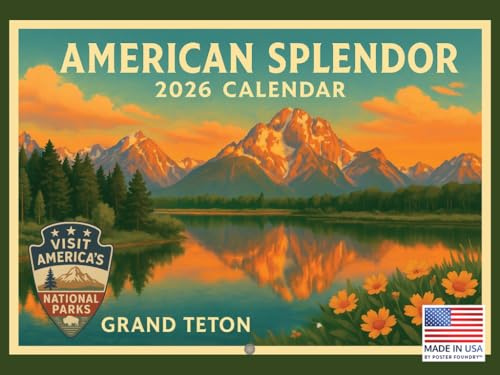 National Parks Vintage Travel Poster Calendar 2026 Monthly Wall Calender 12 Month | American Made In The USA