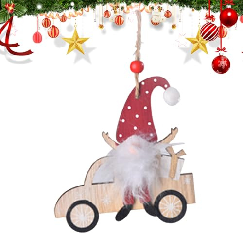 Navidad gnomos, decoraciones navideñas de madera, figuras de madera de dibujos animados para sala de estar, dormitorio, coche, espejo interior, puerta de jardín, puerta de entrada, manija de