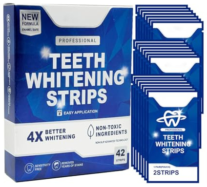 Bettinay Teeth Whitening Strips, White Strips Kit for Gentle Effective Removing Coffee, Wine, Smoke Stains, Safe for Sensitive Teeth