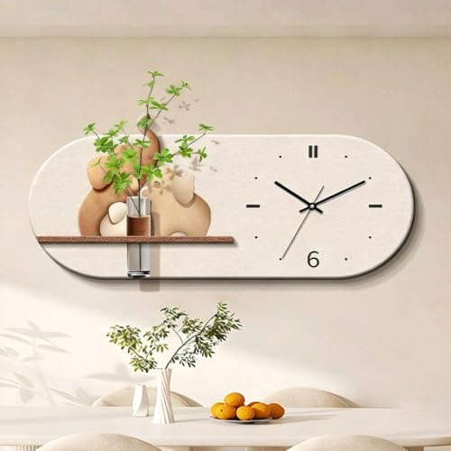 Modern 3D LED sandstens väggkonst med tyst klocka, vattenförrådsvas för gröna växter, kreativ dekor för matsal och vardagsrum(B,90 * 36cm/35.4 * 14.1in)