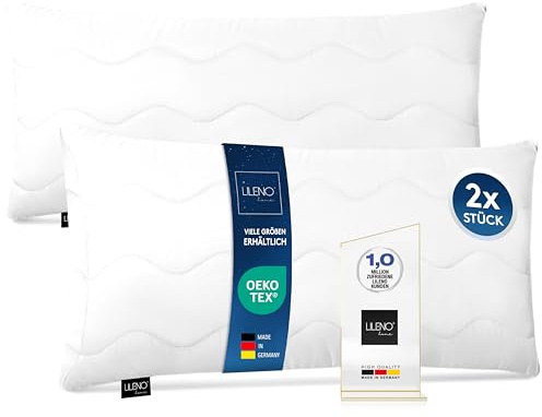 Lileno Home Imbottitura per cuscino, 40 x 80 cm, set da 2 pezzi, cuscino interno trapuntato, per chi soffre di allergie, in microfibra, come cuscino decorativo e cuscino da divano, lavabile a 40 °C