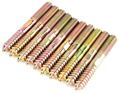 ViaGasaFamido Tornillos de espiga Tornillos de espiga de madera a madera de doble punta Acero cincado Galvanizado(10 * 120 5pcs),tornillo