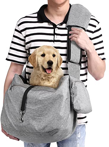 Ownpets Hundetragetasche, Hundetasche bis 11kg, Tragetuch Hund, Hundetasche mit verstellbarem Schultergurt und Fronttasche und Tasche Schulterpolster, 30 cm tief * 46,5 cm breit