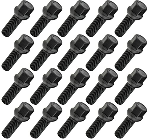 20 x hjulbultar hjulbultar M14 x 1,5 45 mm kula svart längdurval SW17