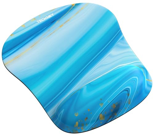 TECKNET Mouse Mat with Memory Foam Rest -Non-slip Rubber base- Special-Textured Water-Resistant Surface