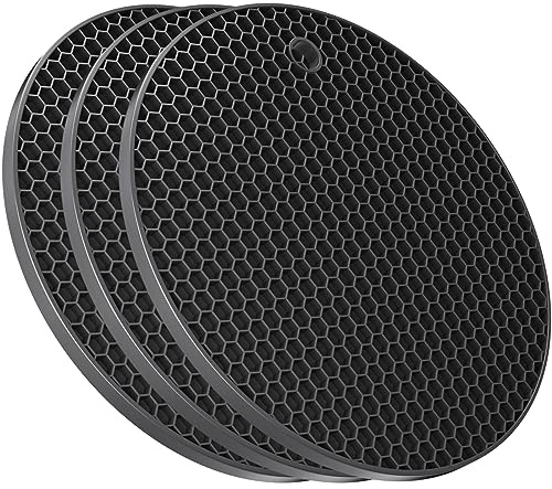 Salvamanteles de silicona ultra gruesos de 8 mm para platos calientes, ollas y sartenes, salvamanteles de silicona para proteger la mesa, almohadillas calientes de silicona para encimera de cocina,