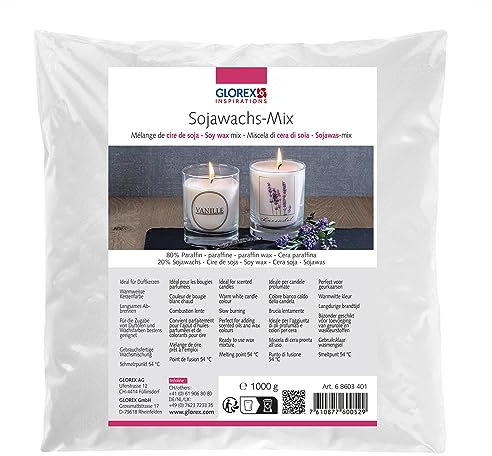 GLOREX 6 8603 400 Mélange de cire de soja, 1000g, pour la création de bougies, Blanc