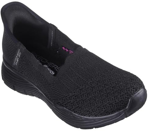 Skechers Women's Seager Believe It Slip-On Sneakers, Black Knit, 3 UK