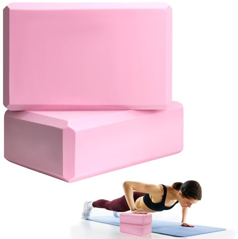 Septo 2 Pcs Yoga Blocks, 9x6x3 Inch Pink Foam Blocks for Pilates