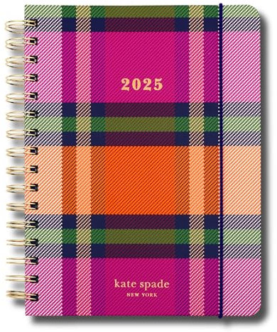 Kate Spade New York Large 12 Month 2025 Planner with Monthly and Weekly Spreads, Sticker Sheet, Notes Pages, Pocket and Hardcover (Grand Plaid Duo)