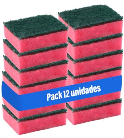 Hostelpak | Pack 12 uds | Esponja Estropajo pequeña | Útiles de Limpieza | Abrasiva para Platos, Pequeña para fregado Intenso, Uso doméstico eficiente