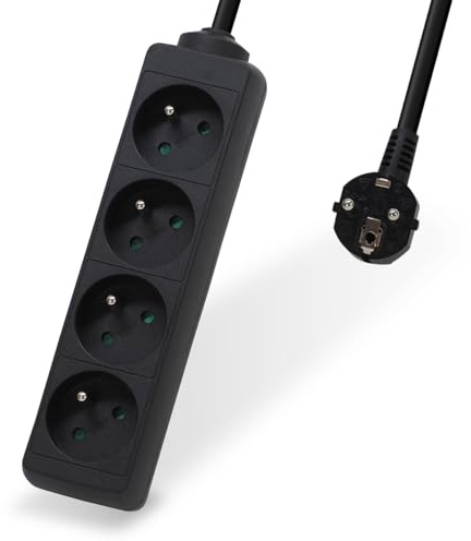 Waytex 52130 - Regleta de 4 enchufes eléctricos (16 A, 2 P+T, Cable de 1,50 m, Seguridad Infantil, CE NF, Color Negro