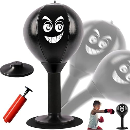 Desktop Punching Bag, Stress Buster with Suction Cup for Office Table and Counters, Heavy Duty Stress Relief Ball, Desk Boxing Punch Ball, Funny Gifts for Kids Coworkers and Friends