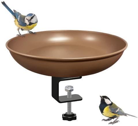 Oneshlee Abbeveratoio per uccelli, balcone, ringhiera, resistente all'inverno, bagno per uccelli da giardino