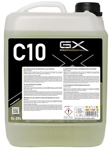 GxDetail Limpiador de Interiores Concentrado 5 litros para Coche – Dilución 15% - Elimina Manchas, Suciedad y Olores – Seguro para Tapicería, Plásticos y Alfombrillas – Potente y Fácil Aplicación