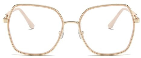 AOOLIA Personalisiert Lesebrille Anti-Blaulicht Linsen, Geometrische Metal Rahmen Brille für Damen Herren, Individuell Ermüdung Computer Lesehilfe Brillen (Gold)