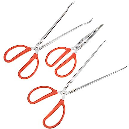 Abaodam 3pezzi Pinze Per Anguille Gialle in Acciaio e Plastica Robuste e Professionali Mandrino Seghettato Impugnatura Antiscivolo Per Rifiuti e Cattura Pesci