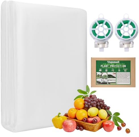 Vegamall 2 * 10m Wintervlies für Pflanzen Frostschutz mit 2 Rollen 20m Pflanzendracht Zubehör, 17gsm Pflanzenvlies Frostschutz, Vlies Pflanzenschutz Winter für Gemüse Obst Blumen