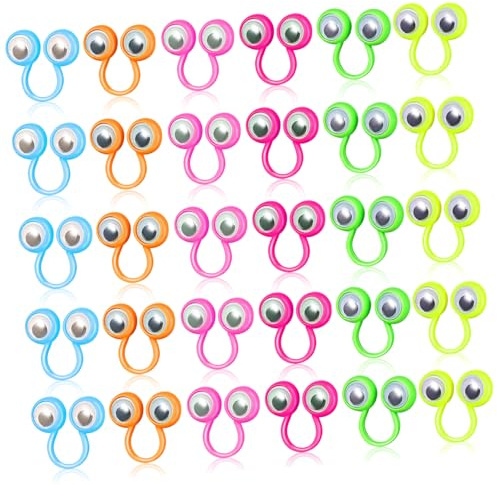 VANZACK 30 Pièces Anneaux Doigt Marionnettes Œil Mobile Jouets Garçon Fille Apprentissage Créatif Fête Couleur Aléatoire