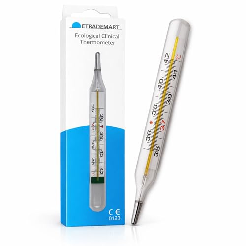 Thermometer – Accurate Glass Body Temperature Measurement for Fever, Reusable Galium Tin Alloy Thermometer for Kids & Adults,Home & Travel Use