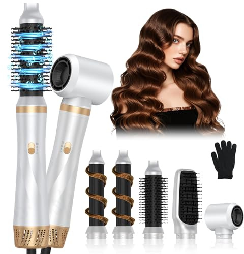 Cepillo Secador de Pelo 5 en 1, 1000W Air Styler Set,Cepillo De Aire Caliente Multifunción,Moldeador Pelo With Riza 3 Temperaturas, Tecnología Ion,Cepillo Alisador para Da Volumen, Alisa y Seca