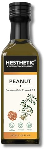 Premium Edible Cold Pressed Peanut (Groundnut) Oil, 100ML, 100% Pure and Natural Food Grade Groundnut Virgin Oil, Rich in Healthy Fats, Ideal for Cooking, Frying, and Salad Dressing, Glass Bottle