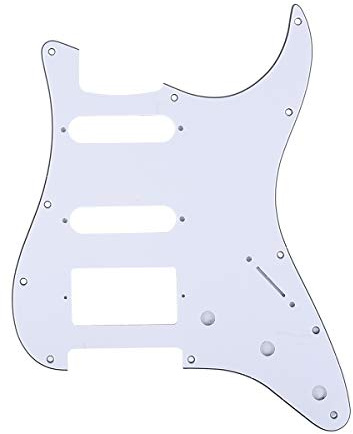 Musiclily Pro 11 Hål Modern Stil HSS Gitarr Plektrumskydd Strata för Amerikansk Stratocaster, 3-lager Vit