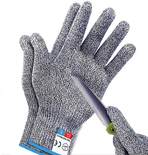 Sunwuun Gants de Travail résistants aux coupures Niveau 5 Gants de sécurité pour Homme Gants Anti-coupures pour Cuisine Boucher Travail extérieur (M)