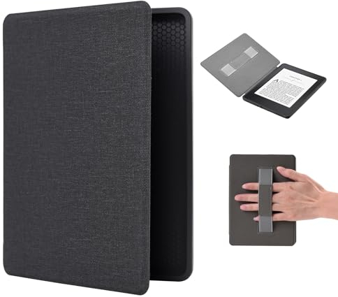 Hülle Kindle Paperwhite 2018 10th (Modellnummer: PQ94WIF), 6 Smart-Cover Case mit Handschlaufe und Auto-Sleep-Wake-Funktion, Kindelhülen Schwarz (Schwarz)