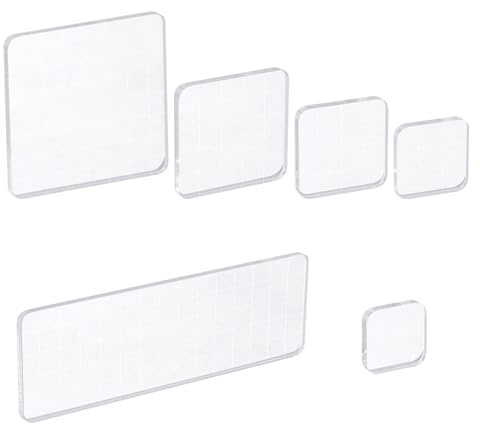 Thinp Acrylic Blocks - 6pc Clear Stamping Display Set for DIY Scrapbooking