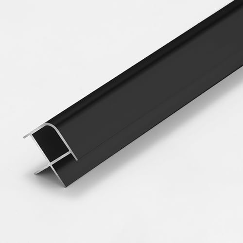 Raouoae Tiras De Extremo De Baldosas De Aluminio, Perfil De Transición De 125cm, 2 Piezas, Perfil De Esquina Para Baldosas De Interior, Oficina, Hotel, Decoración De Pared(Schwarz)