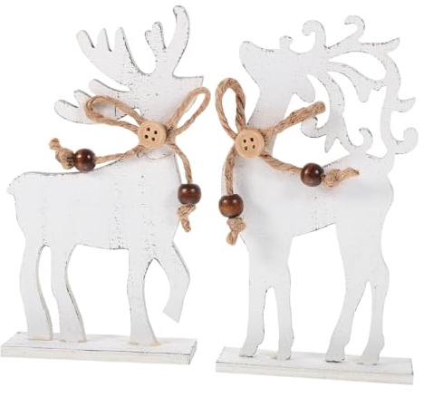 Ciieeo 2 Pièces Ornements de Rennes décor de Rennes décoration d'étagère de Noël décorations de Table Decoration décoration décors de Rennes Figurine de Renne en Bois