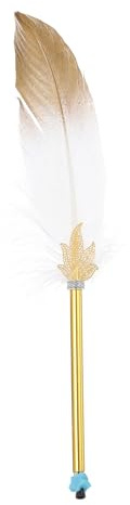PATIKIL Pluma de Bola de Plumas, Pluma de Tintero Vintage Esponjosa de 0,5mm, Pluma de Pluma de Varilla Chapada Refinada para Suministros de Oficina, Firma, Regalo de Boda, Blanco