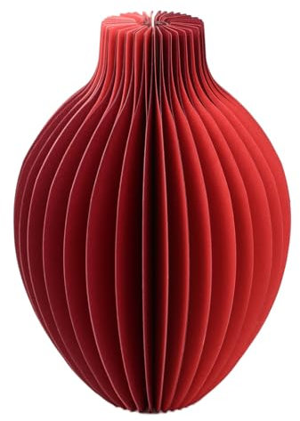 Talking Tables Vaso di carta a nido d'ape rosso con fiala di vetro, chiusura magnetica, centrotavola unico, decorazione per la casa, vasi di fiori, impermeabile, decorazione da tavolo