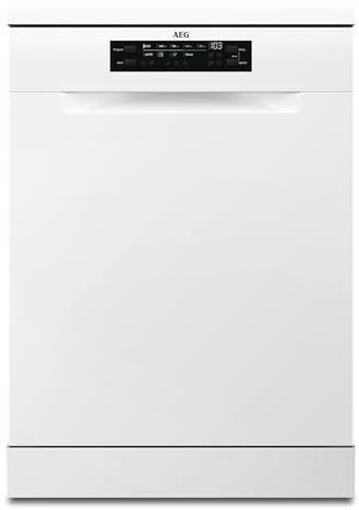 AEG Freistehender Geschirrspüler 60cm, Serie 5000: AirDry Kein Nachtrocknen, Energieklasse B, Besteckschublade, 44 dB, Wasserstopp, 14 MG, FFB7572APW