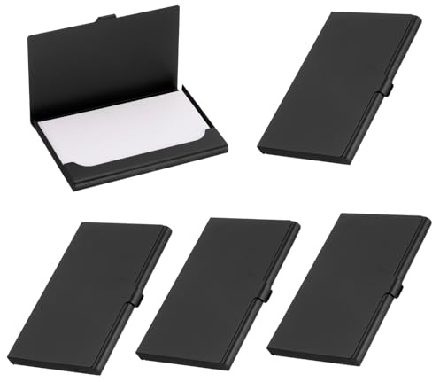 PATIKIL Porta Biglietti Da Visita, 5Pcs Custodia Per Carte In Alluminio Portafoglio Professionale Per Biglietti Da Visita E Carte Di Credito, Nero